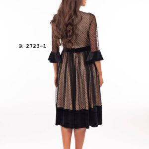 Rochie neagra din tull cu insertii catifea