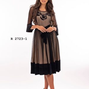 Rochie neagra din tull cu insertii catifea