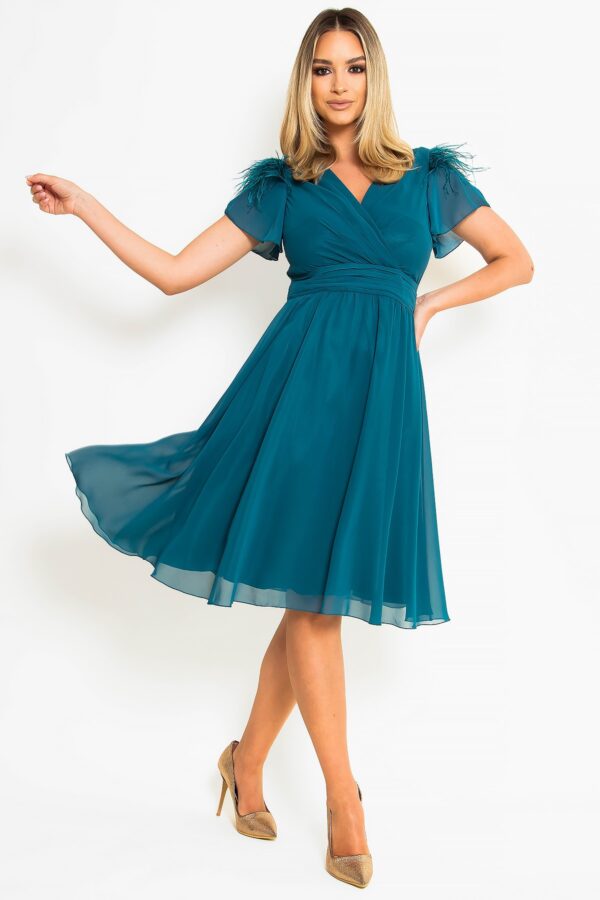 Rochie eleganta din voal turcoaz
